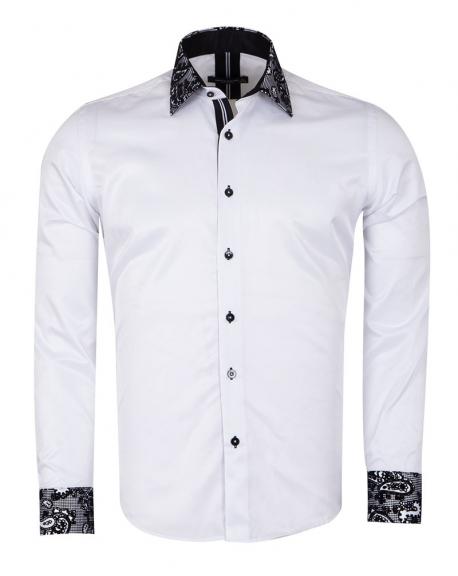 SL 5410 Белая рубашка с бархатным узором